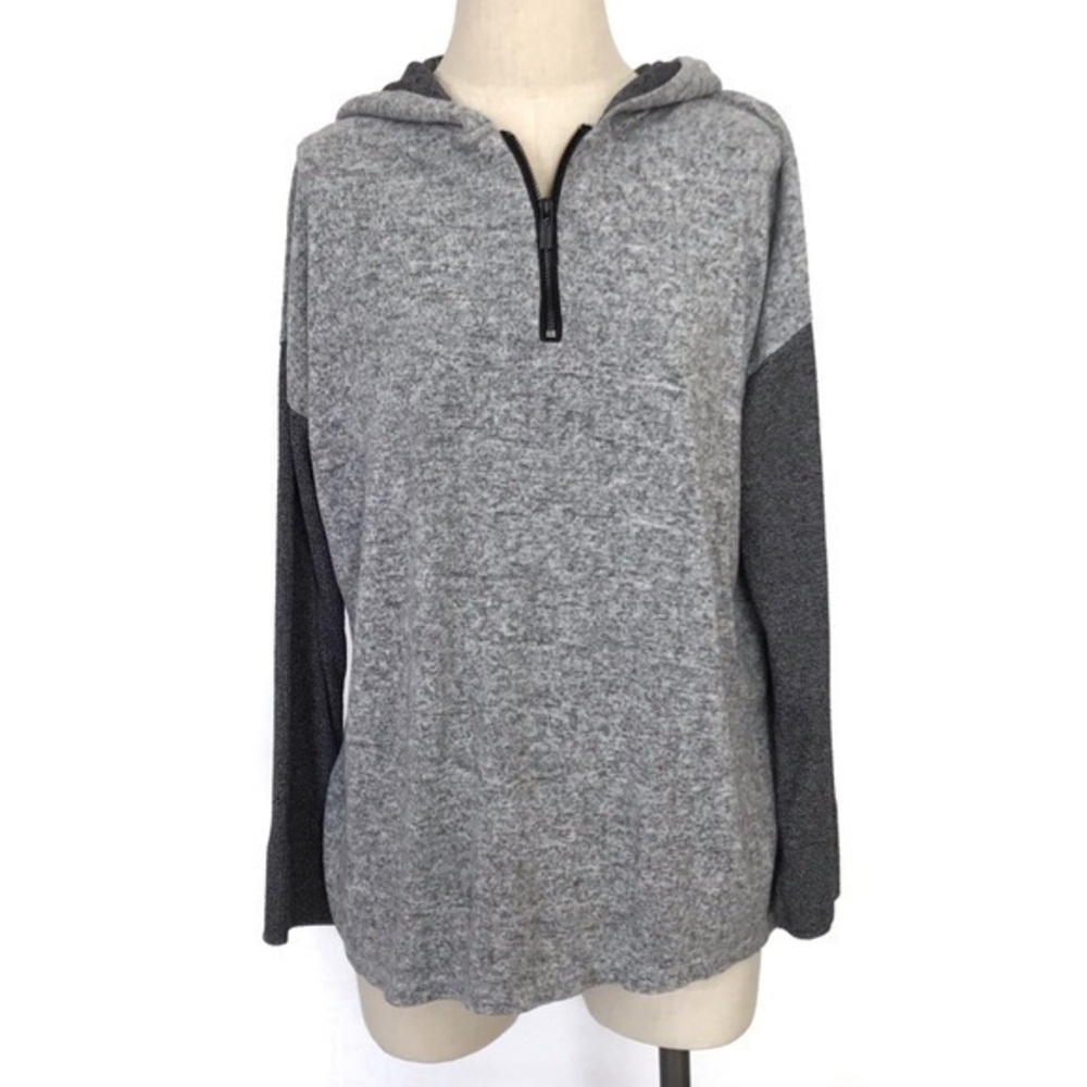 Jones New York 90s Color Block Gray Hooded Top Large